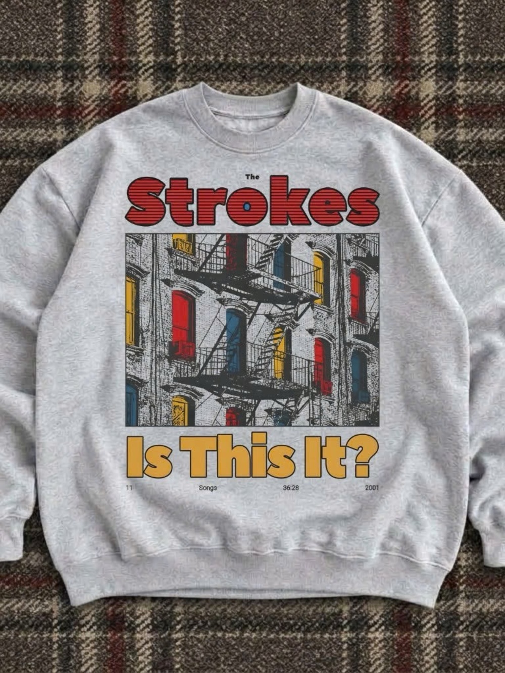 Gildan Light Gray Crewneck Sweatshirt with Red and Yellow Graphic
